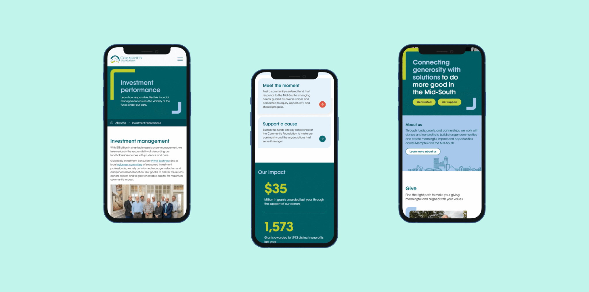 CFGM site on three mobile screens