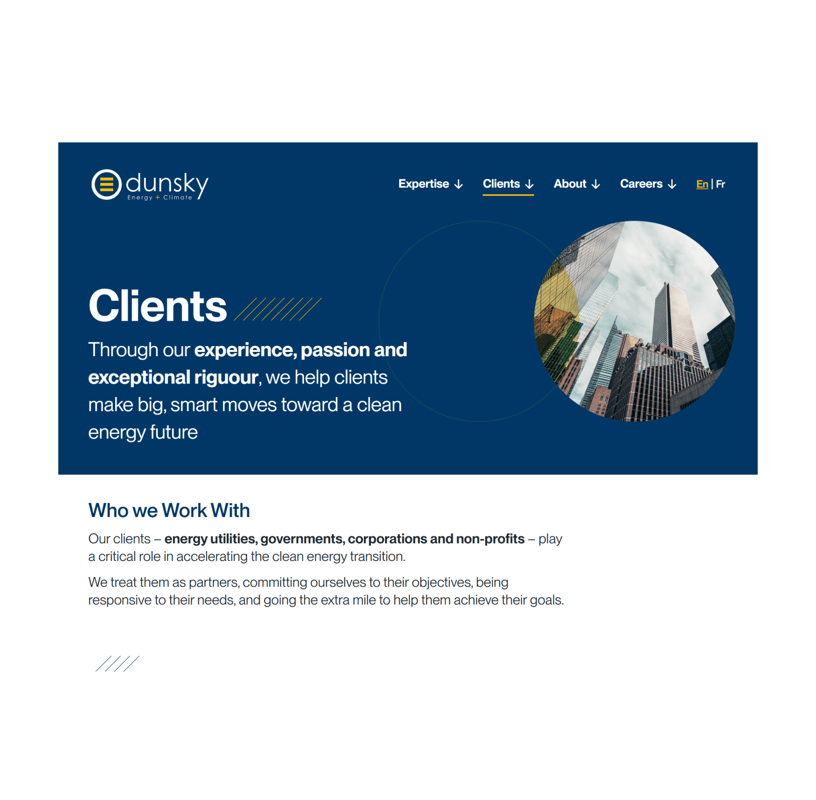 Dunsky Clients page screenshot