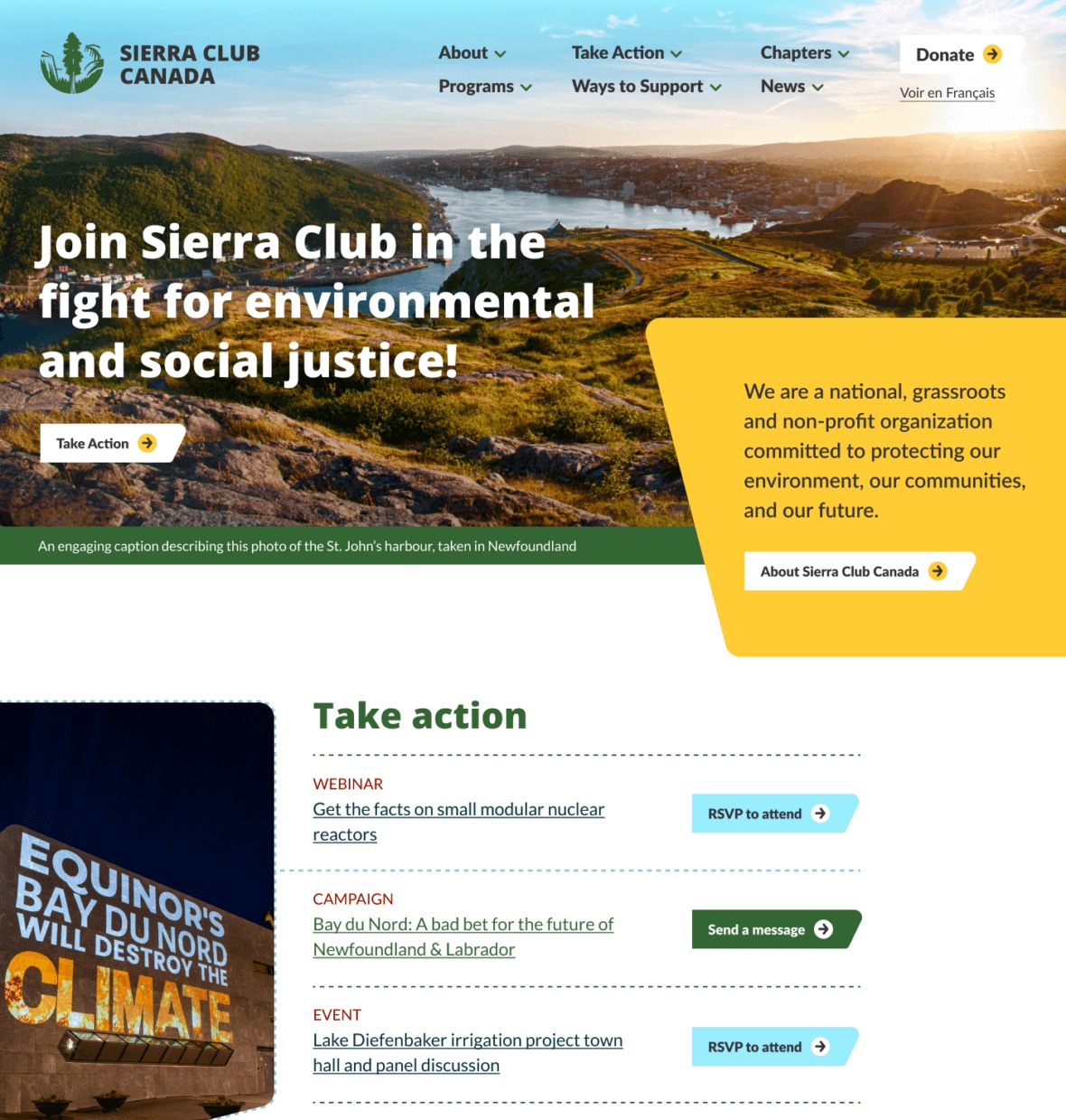 Sierra Club Home Page Screenshot