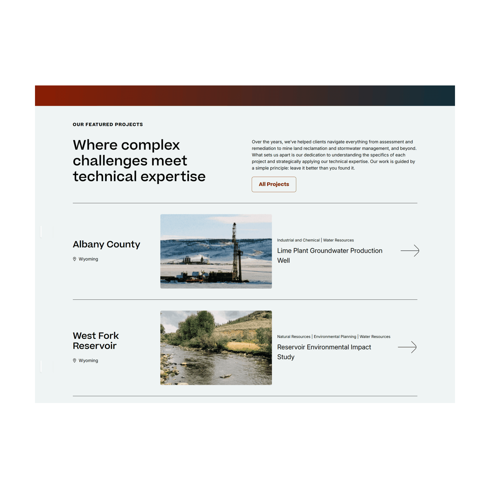 Trihydro featured projects screenshot