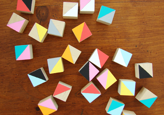 Colorful cubes scattered on the table
