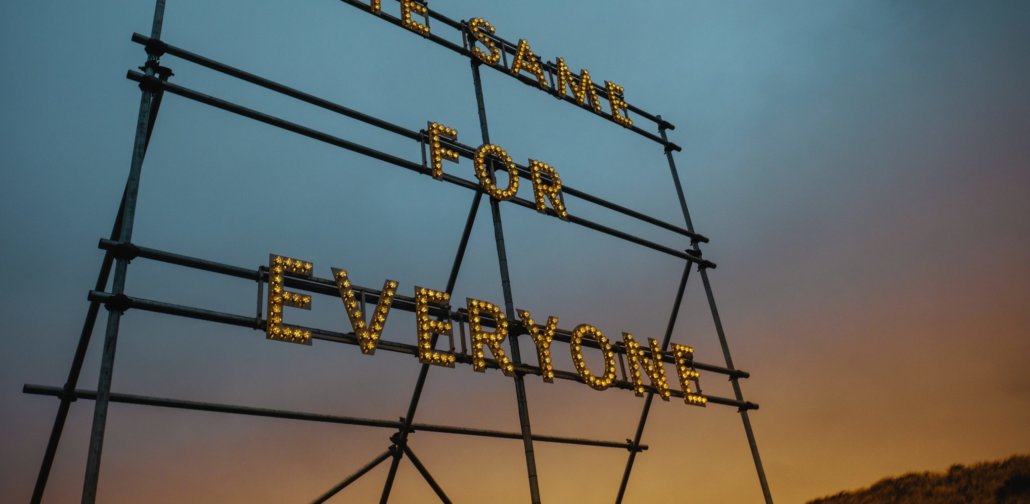 A huge signage captured by Soren Astrup Jorgensen with a beautiful sky colors as a background