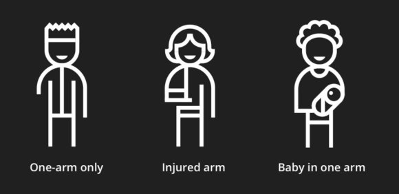 Figures with One Arm, Injured Arm, Holding Baby