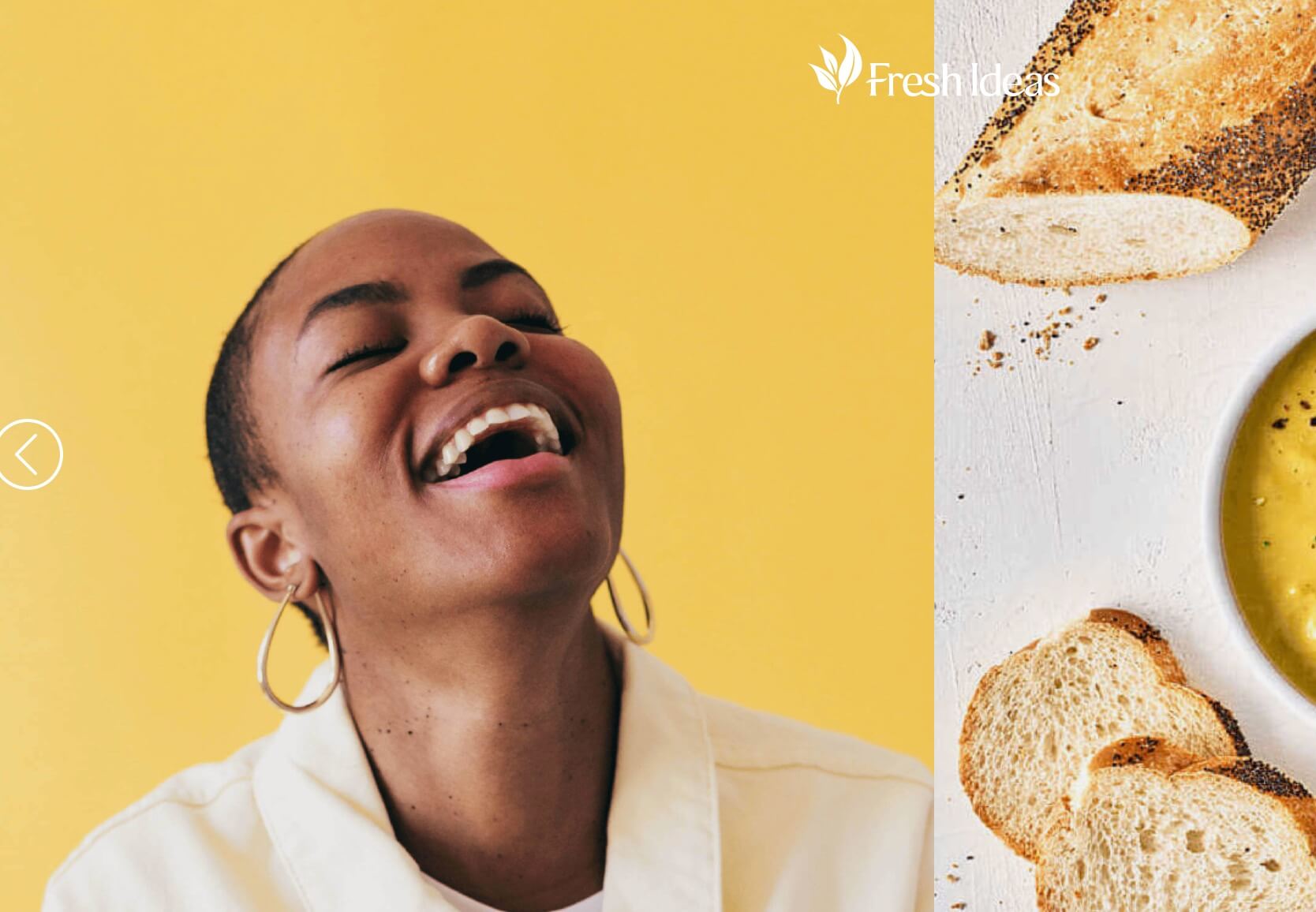 Woman laughing and bread