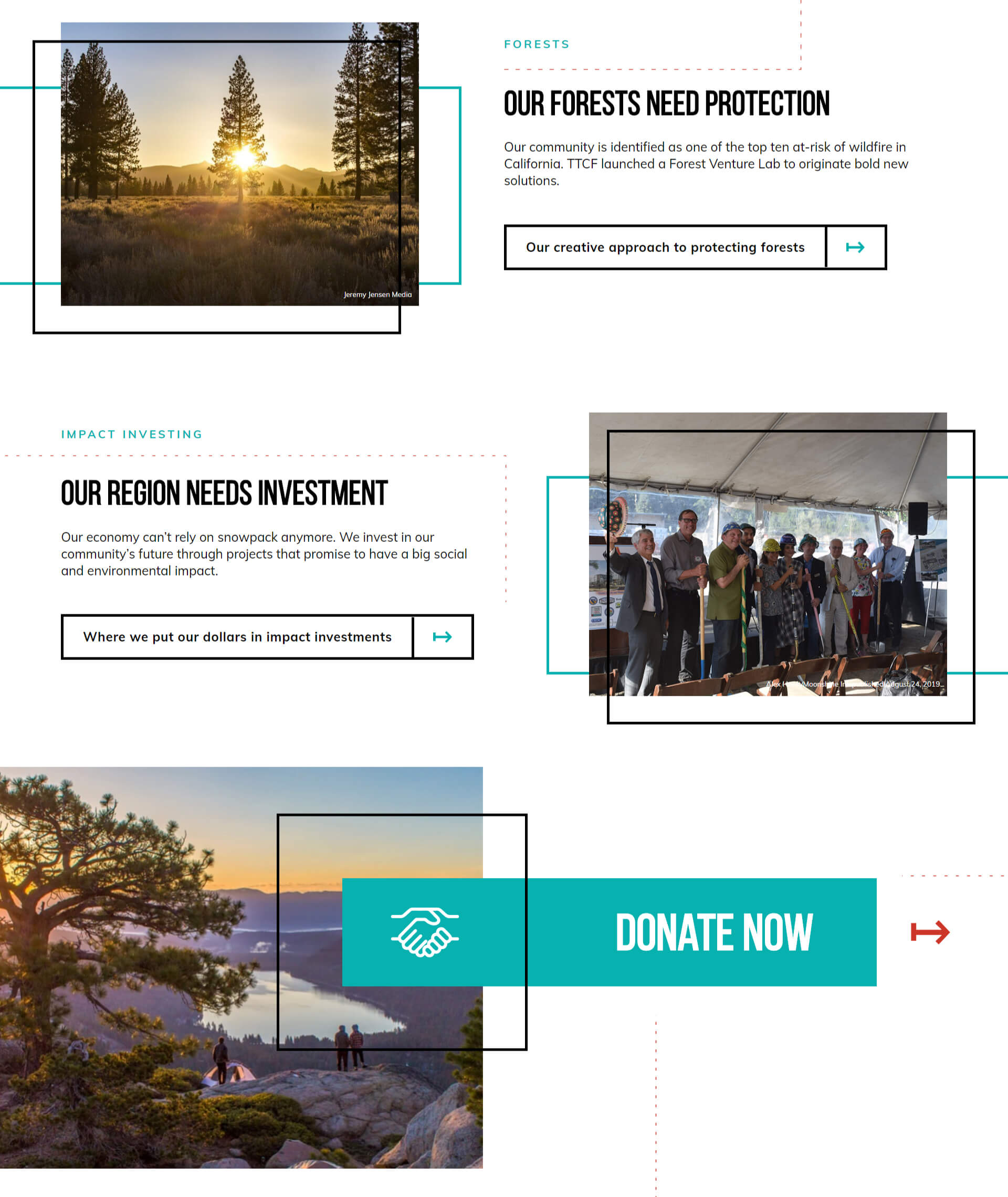 A page from Tahoe Truckee Community Foundation website showing images and text