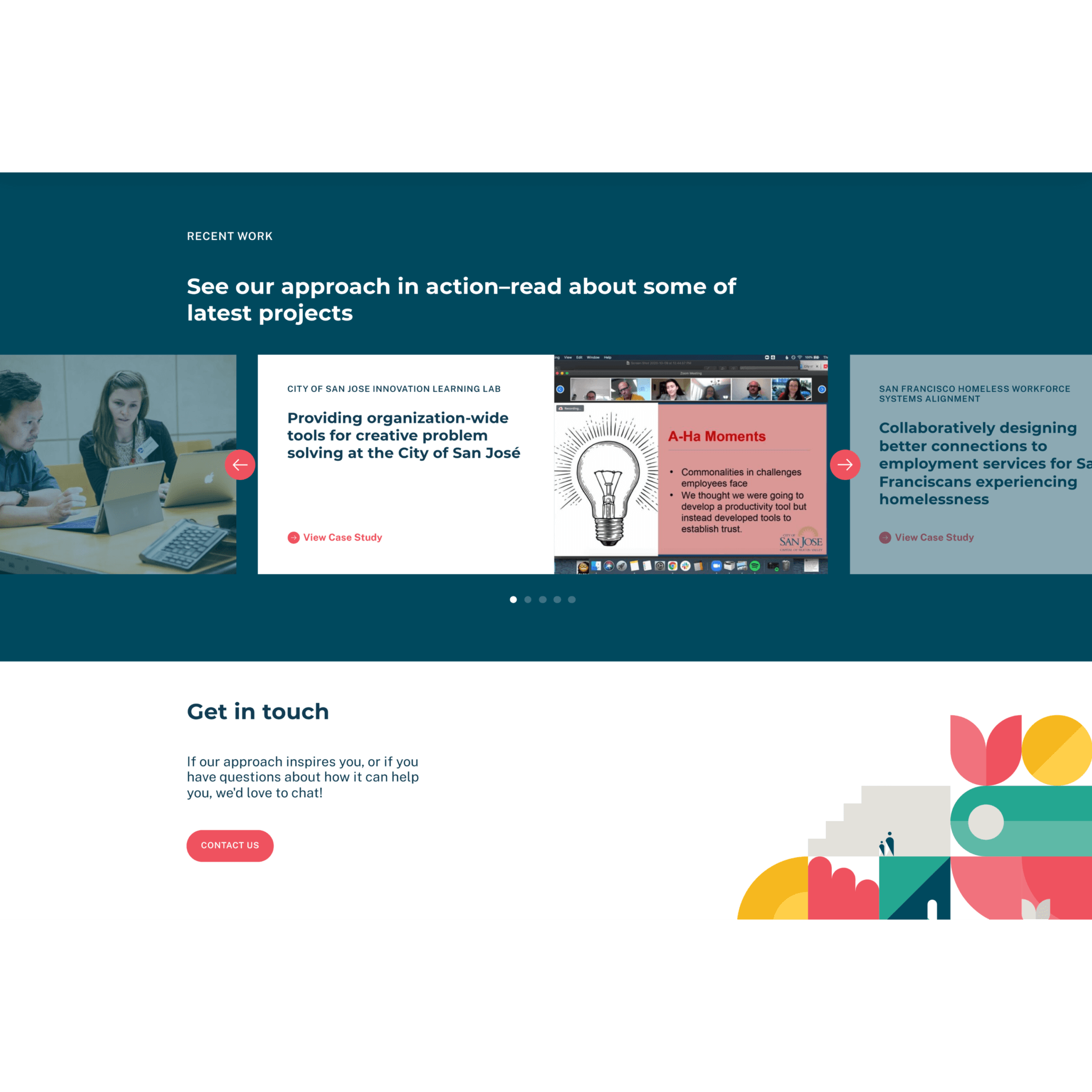 Civicmakers website screenshot displaying recent work