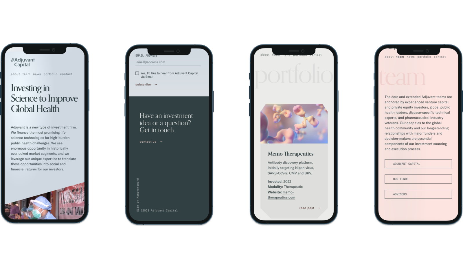 Adjuvant Capital iphone mockups