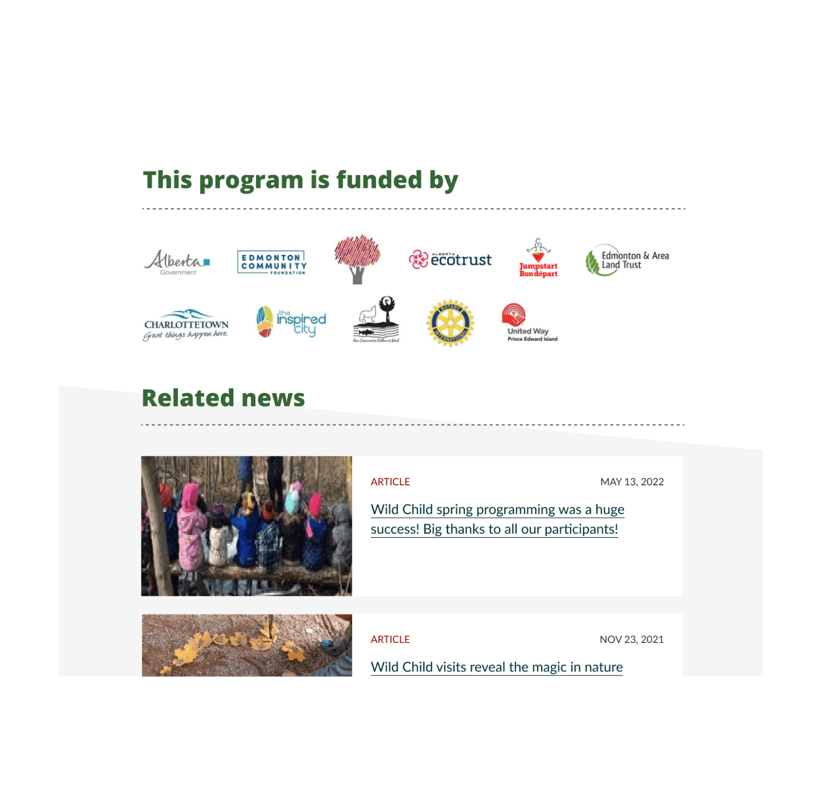 Sierra Club Program funders, displayed on the website.