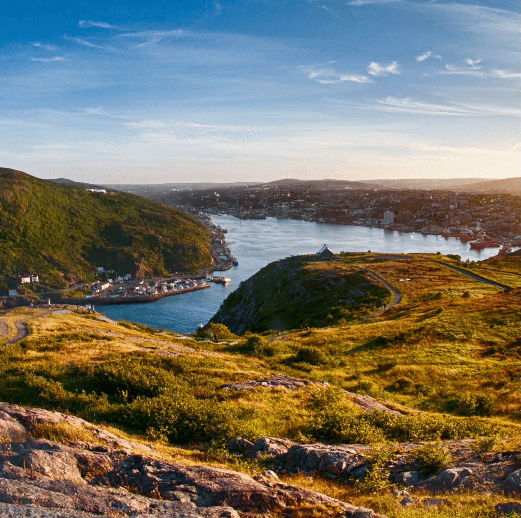 The sun shining on St. John’s harbour, in Newfoundland and Labrador.