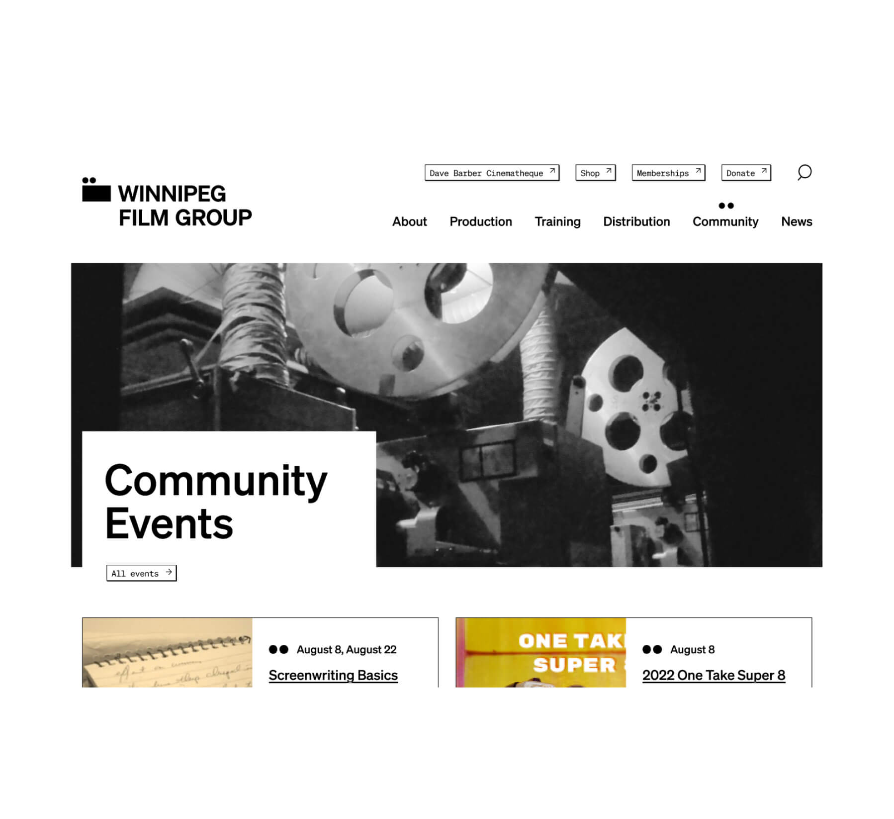 Dave Barber Cinematheque Community Events screenshot