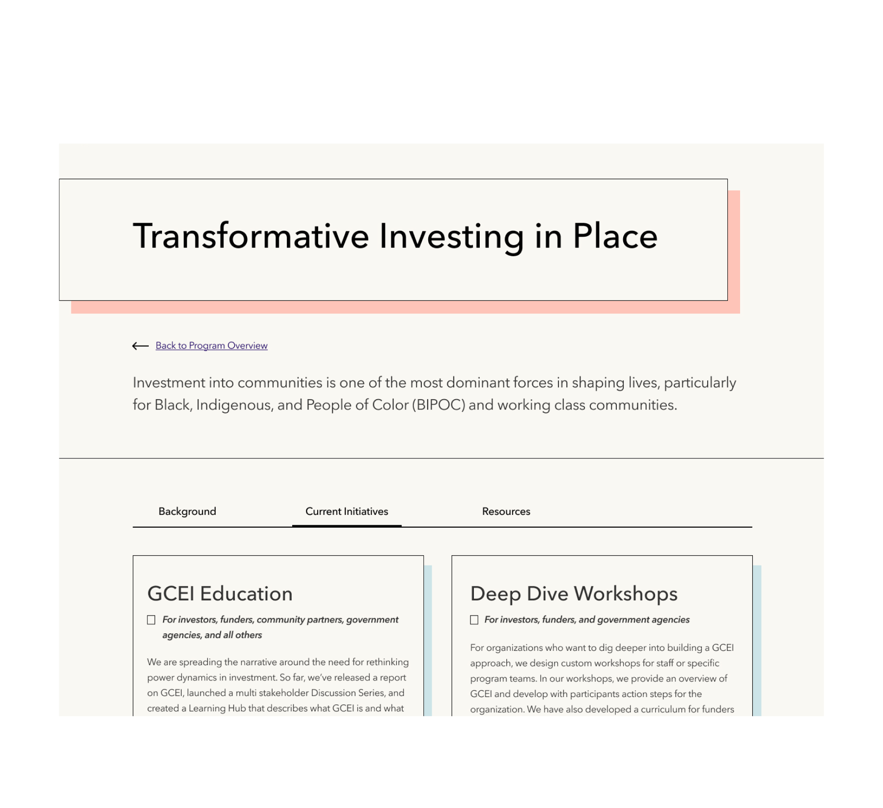 Transform Finance Single Program screenshot