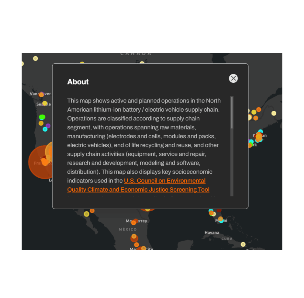 NEX Lithium Map default about view