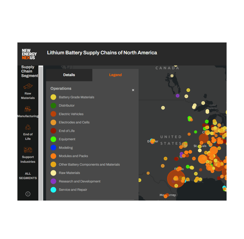 NEX Lithium Map operations legend