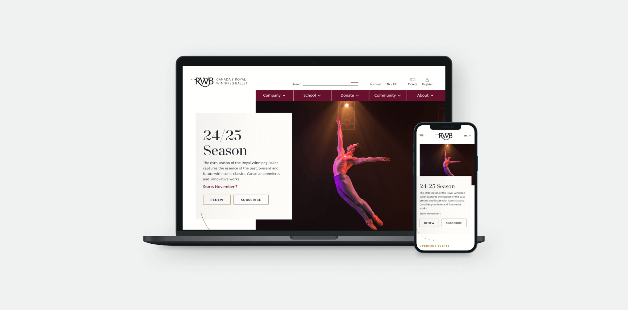 mockup of RWB home page on desktop and mobile phone