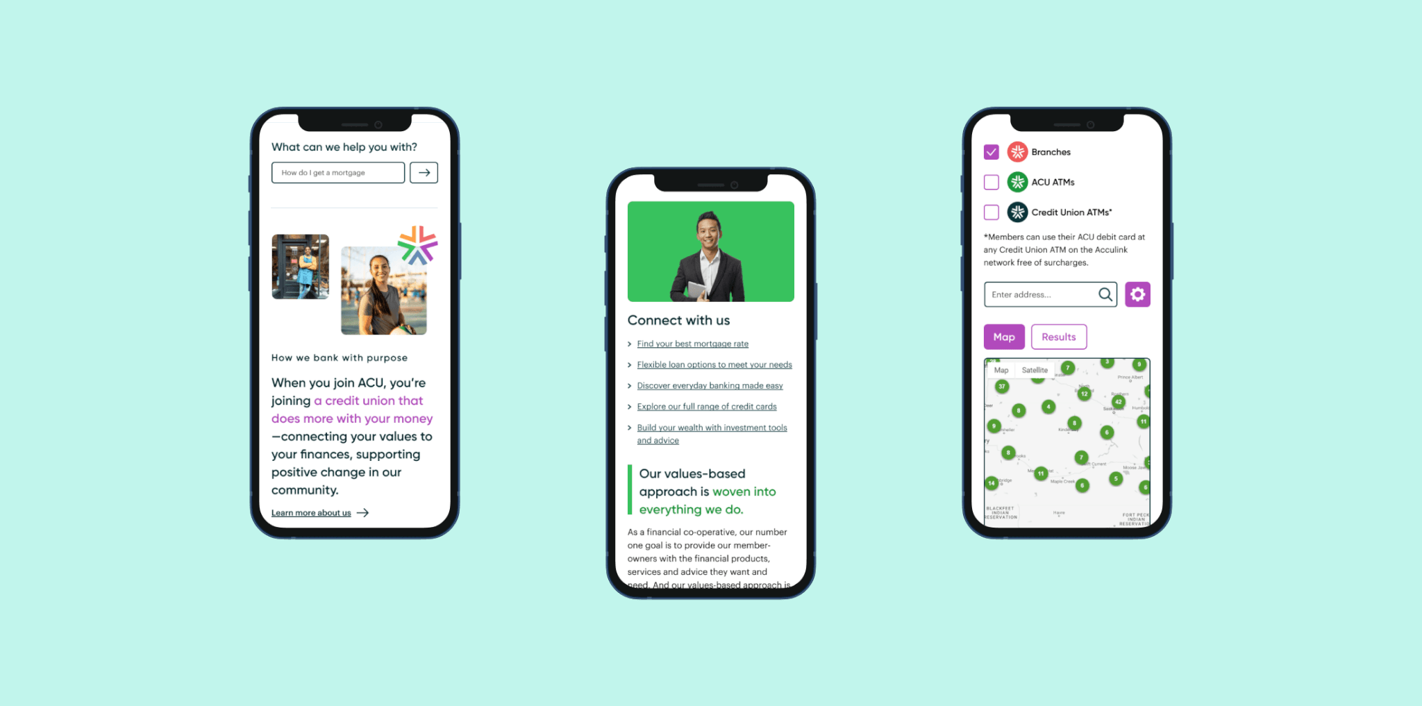 ACU.ca on three mobile screens