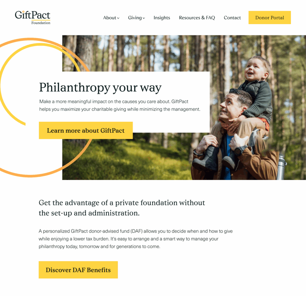 GiftPact home page screenshot