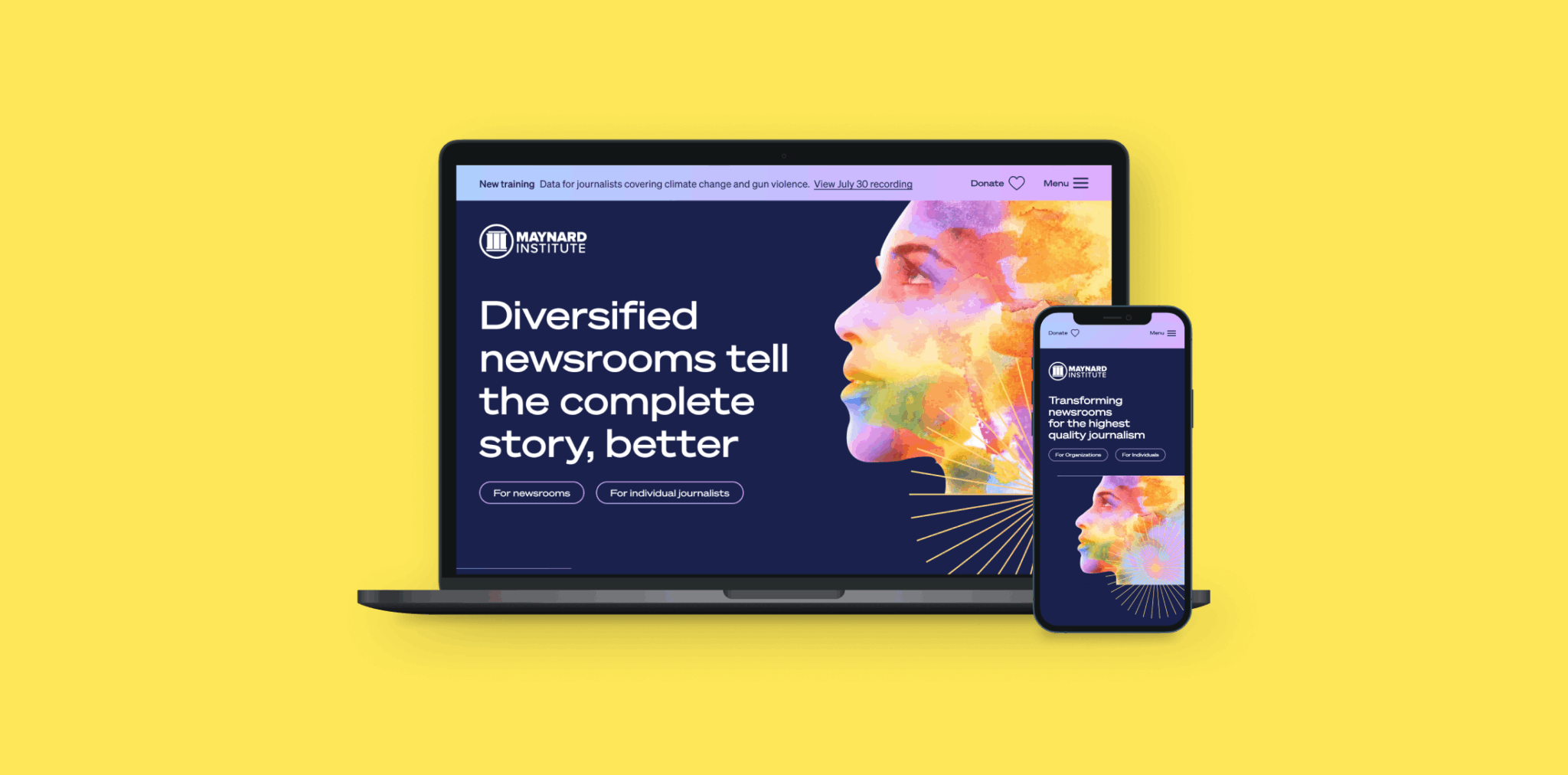 Maynard Institute desktop and mobile screen mockup