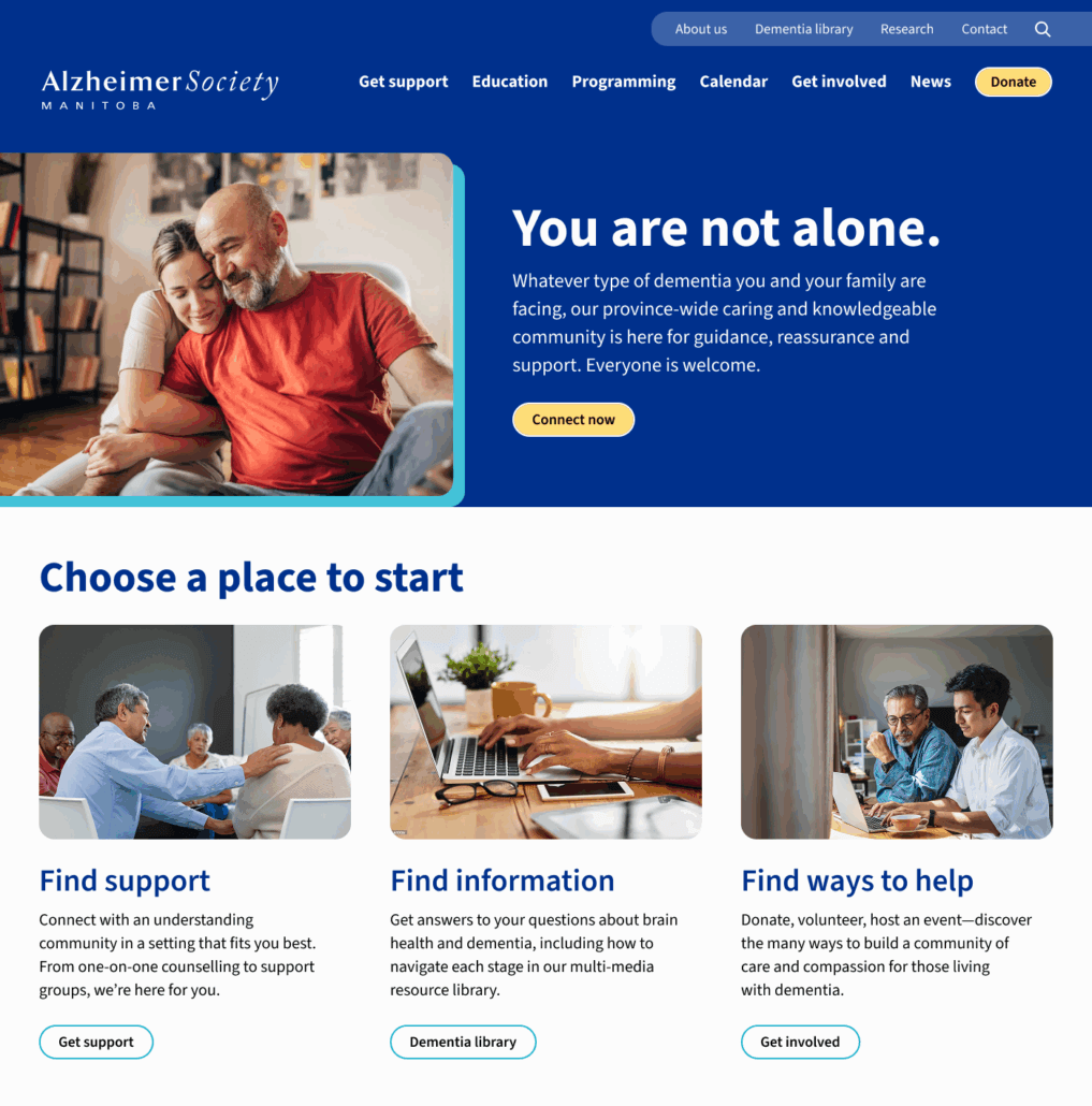 Alzheimer Society of Manitoba homepage