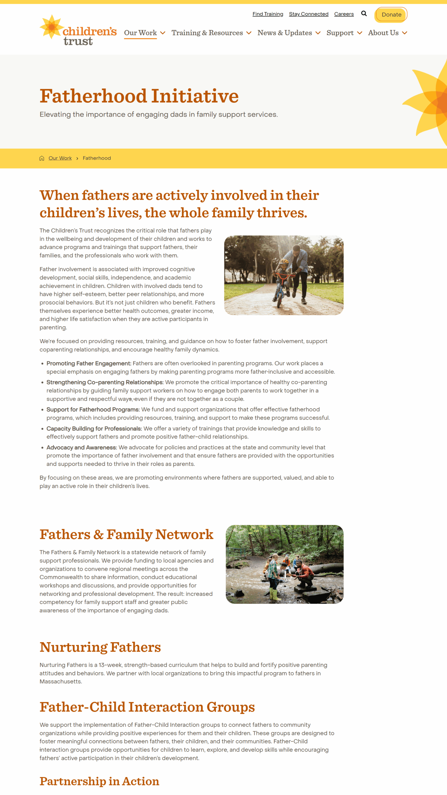 CTMA Fatherhood page screenshot