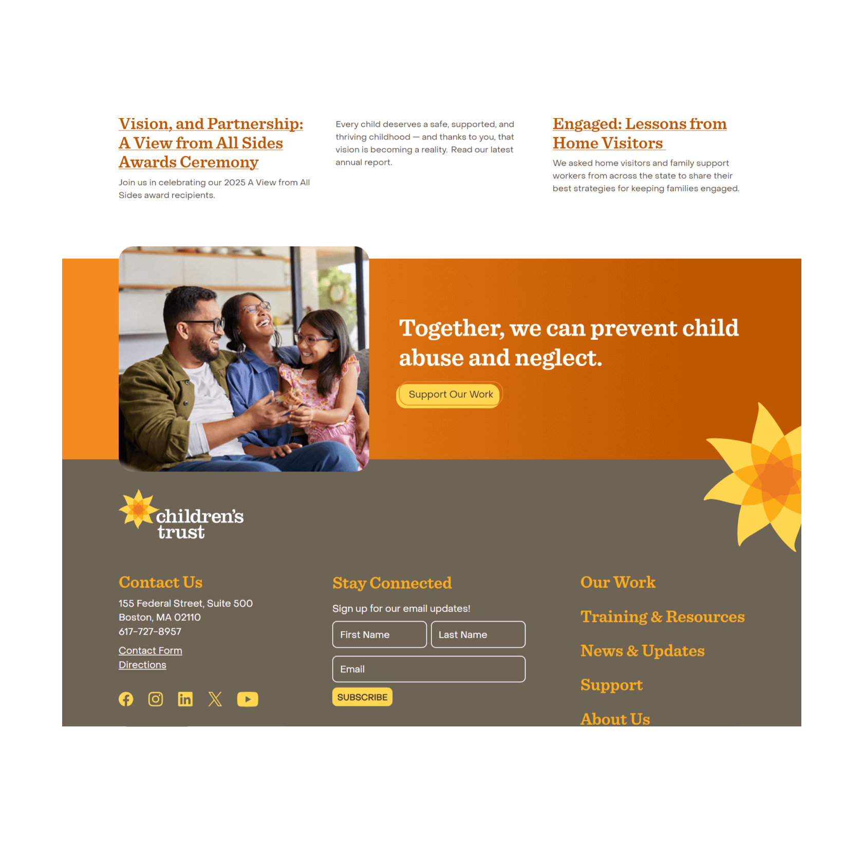 Children's Trust footer screenshot