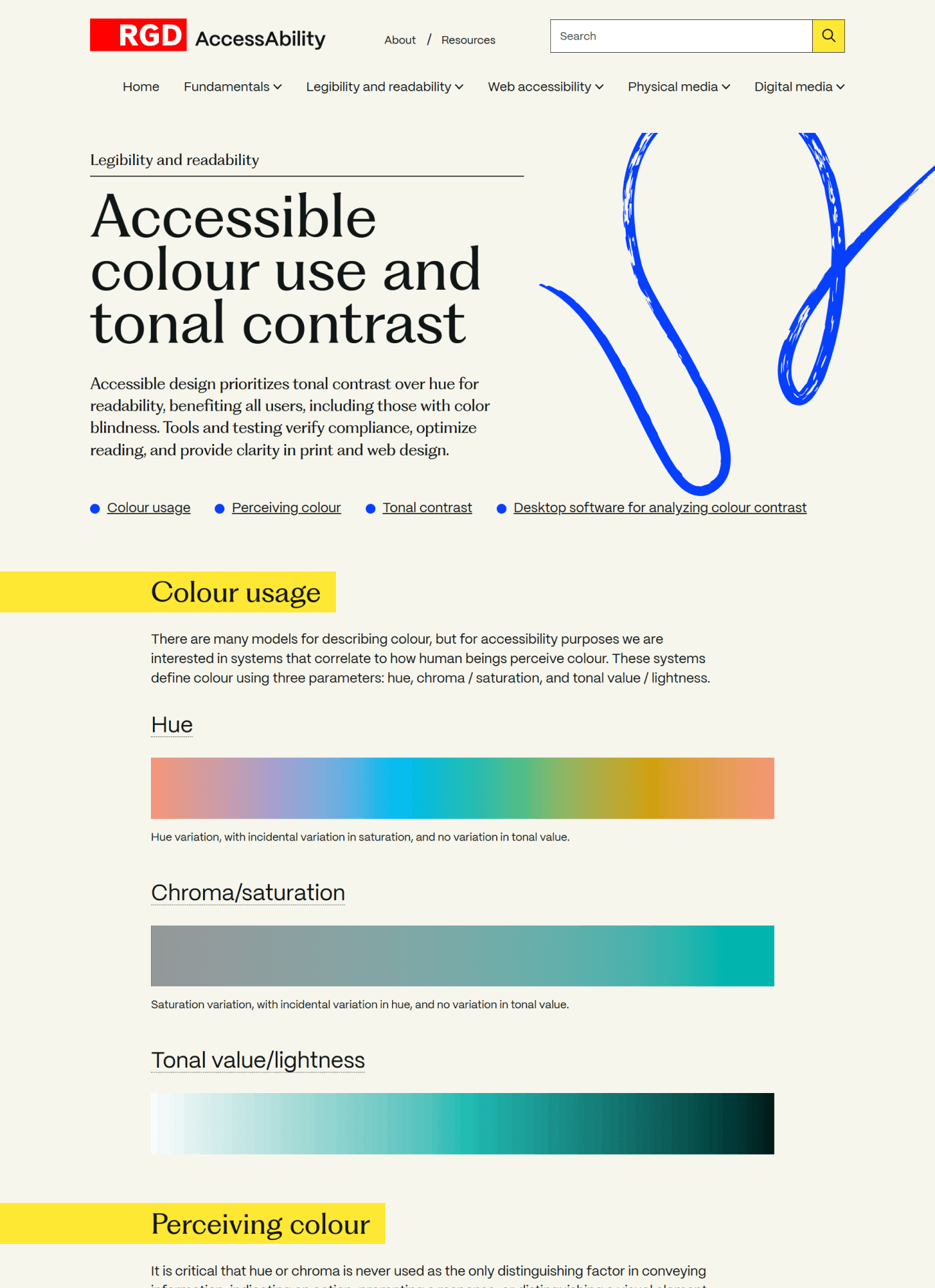 RGD ibility and readability page screenshot