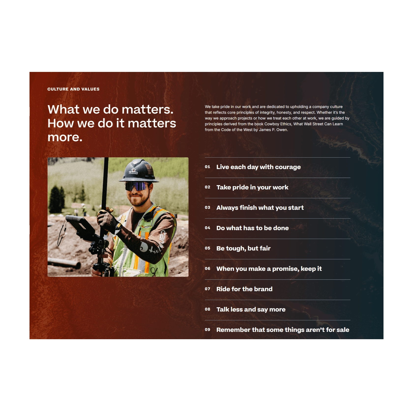 Trihydro Culture & Values section screenshot