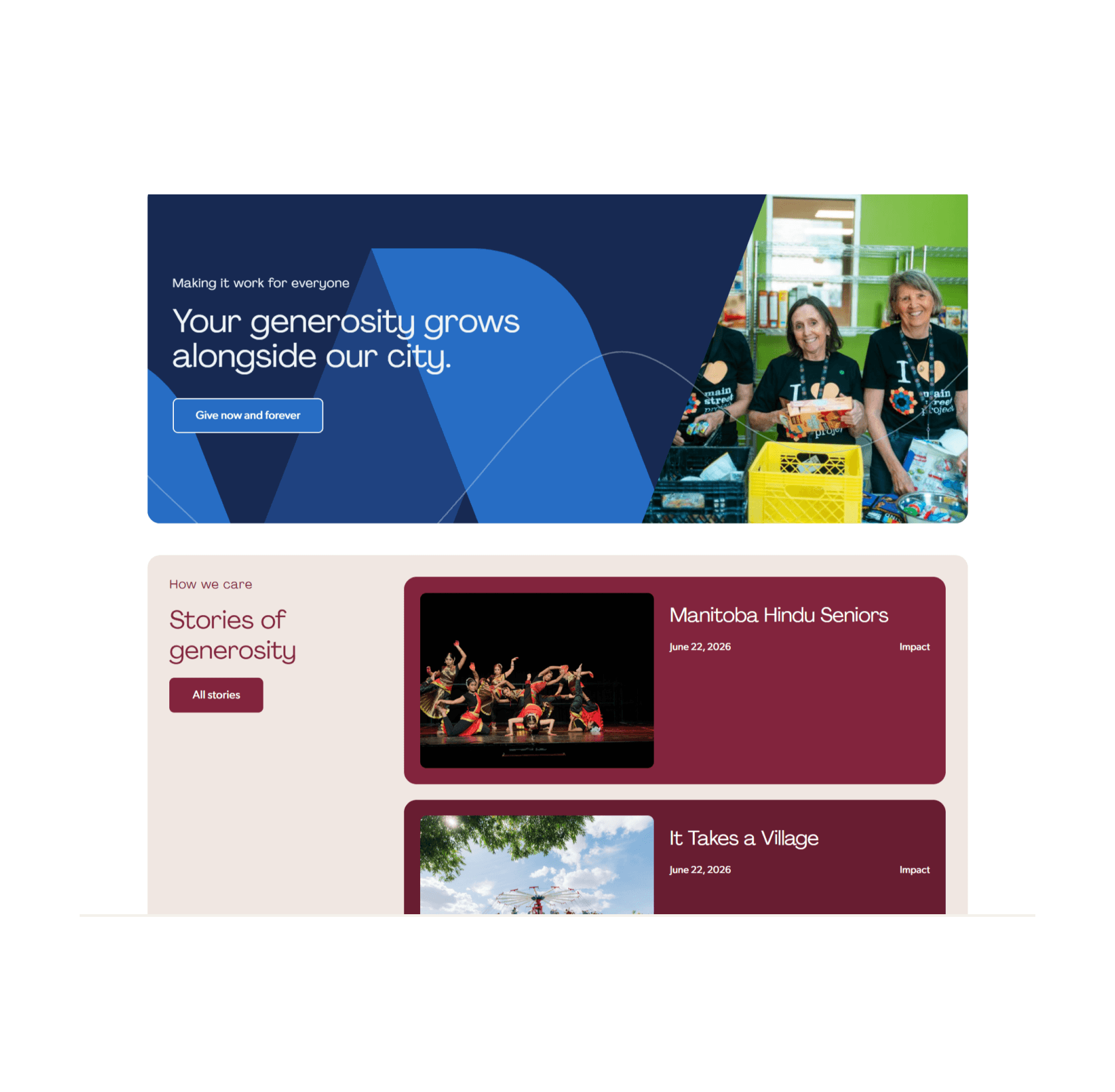 Winnipeg Foundation home screenshot