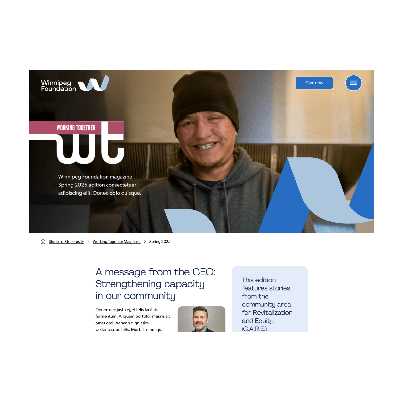 Winnipeg Foundation Working Together screenshot